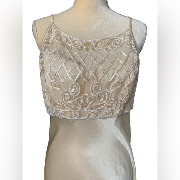 Dollar USA Shiny Lace Embroidered Sequin Sleeveless Satin Maxi Formal Dress - Picture 3 of 15